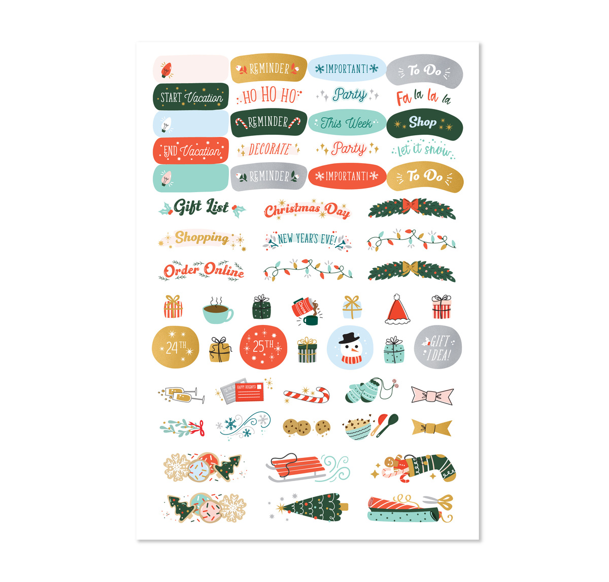 Cute Christmas Time Stickers - Bullet Journal, Planner, Scrapbook