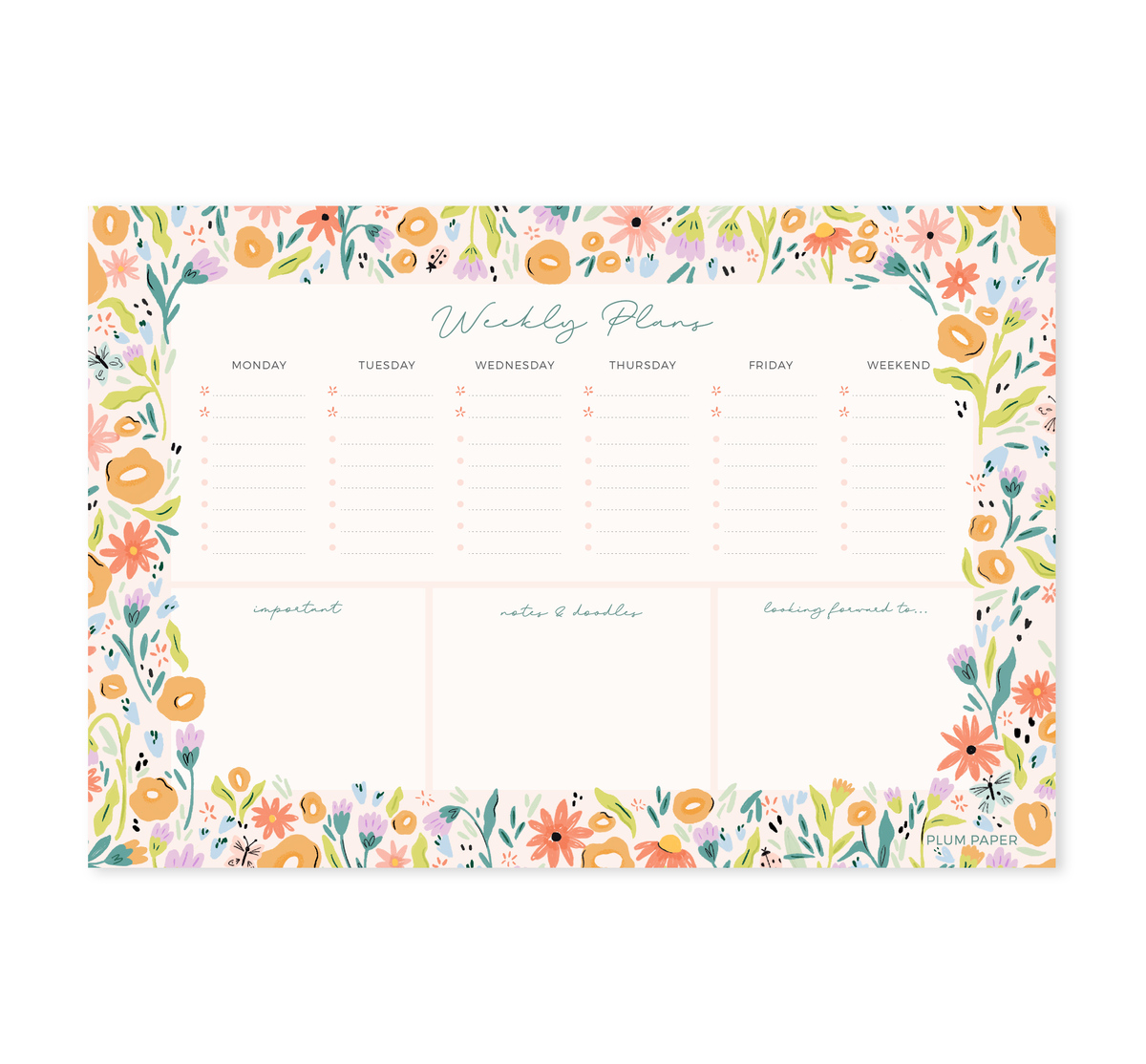 Plum Paper - Floral Plans Weekly Notepad