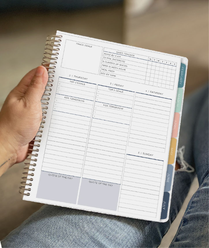 Planner opened to a layout page
