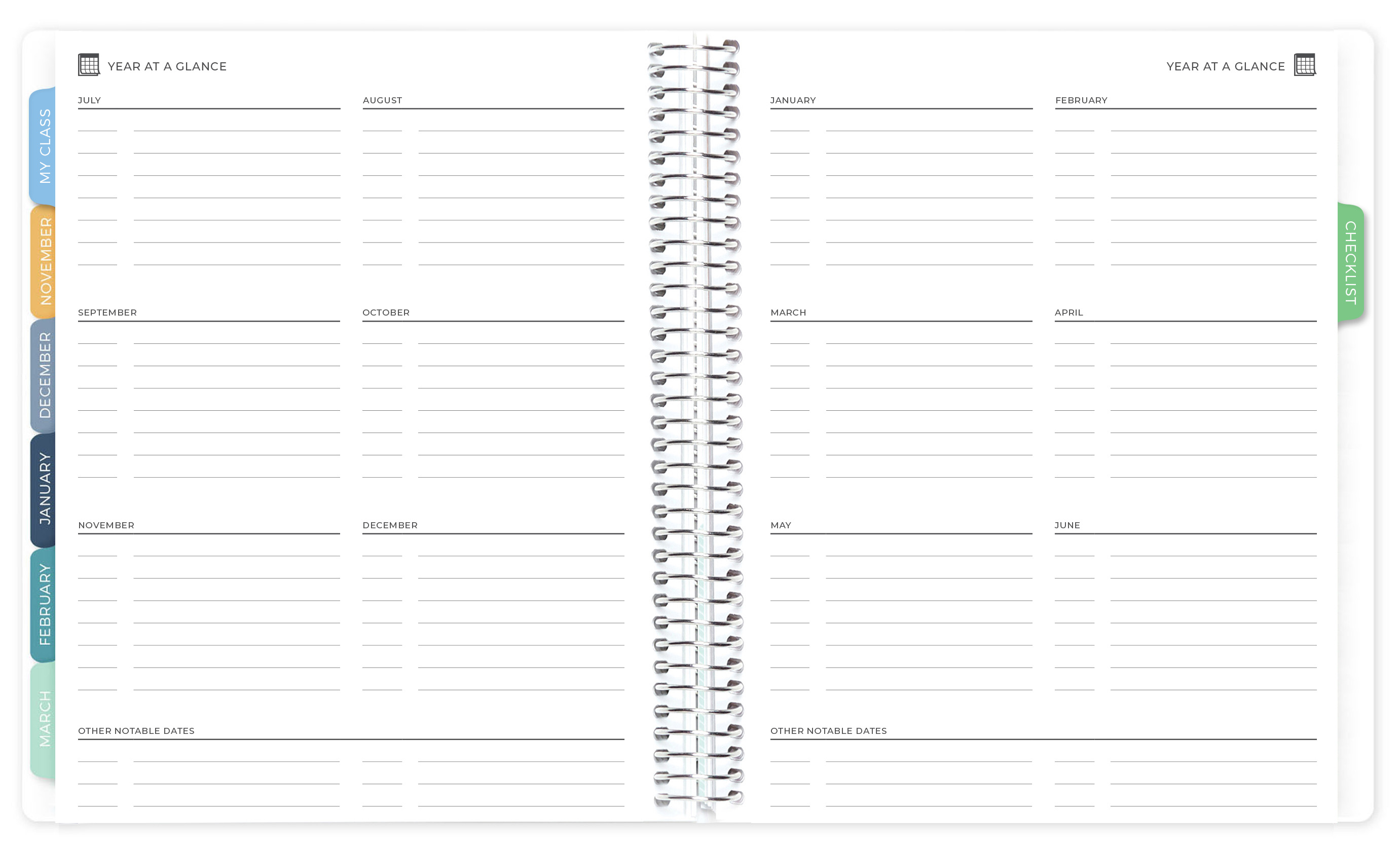 Year At A Glance My Class Section Page