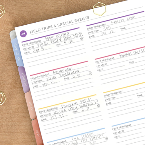Preschool and kindergarten planner with field trip planning layout Preschool and kindergarten planner with field trip planning layout