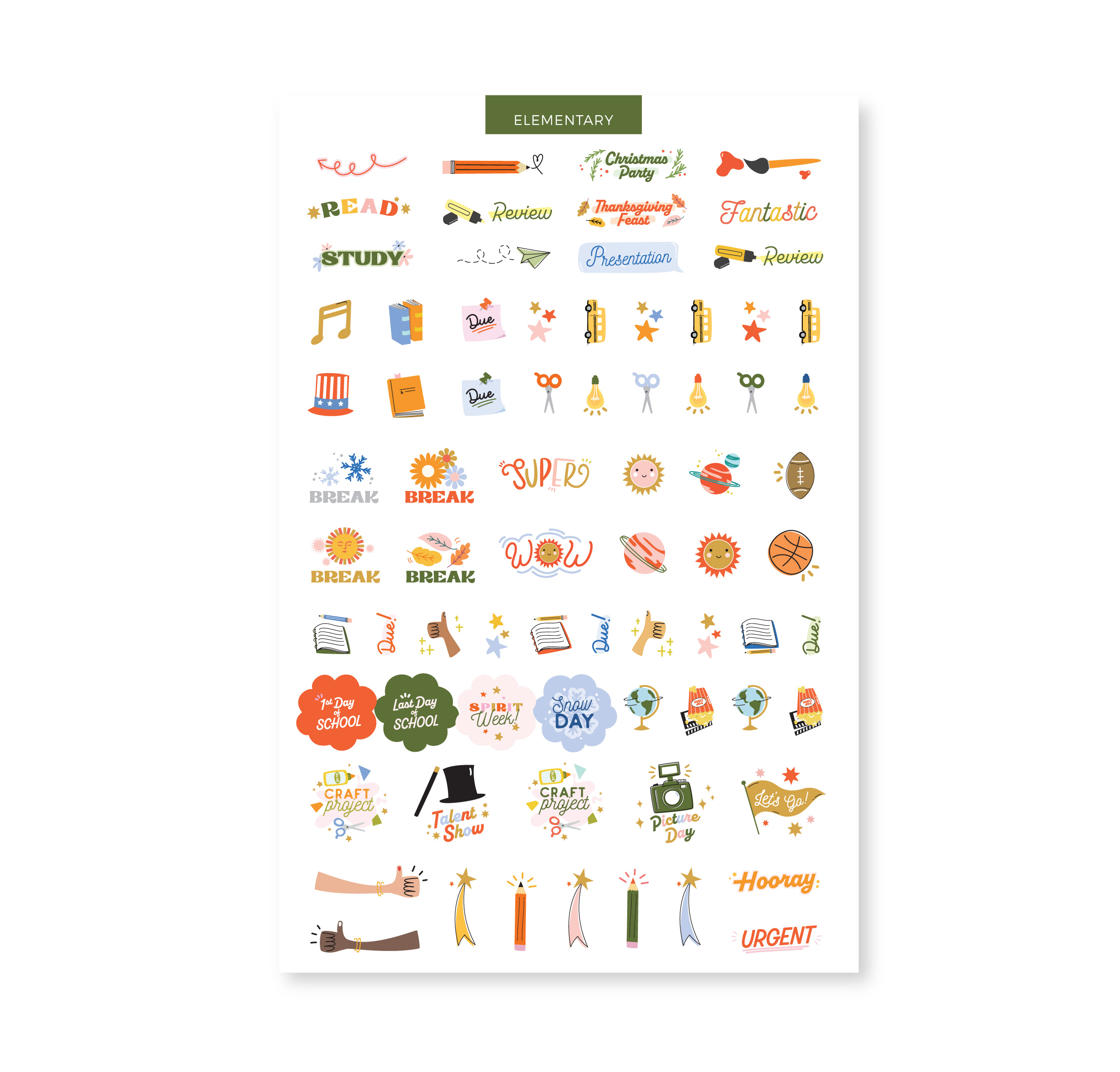 Elementary Planner Sticker Kit