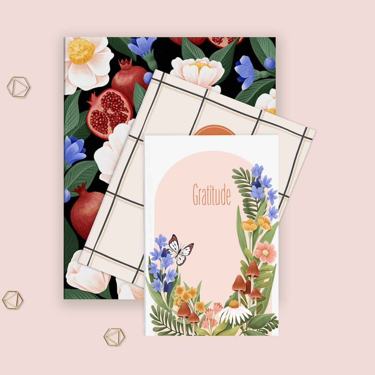 Stacked journals with various covers Stacked journals with various covers