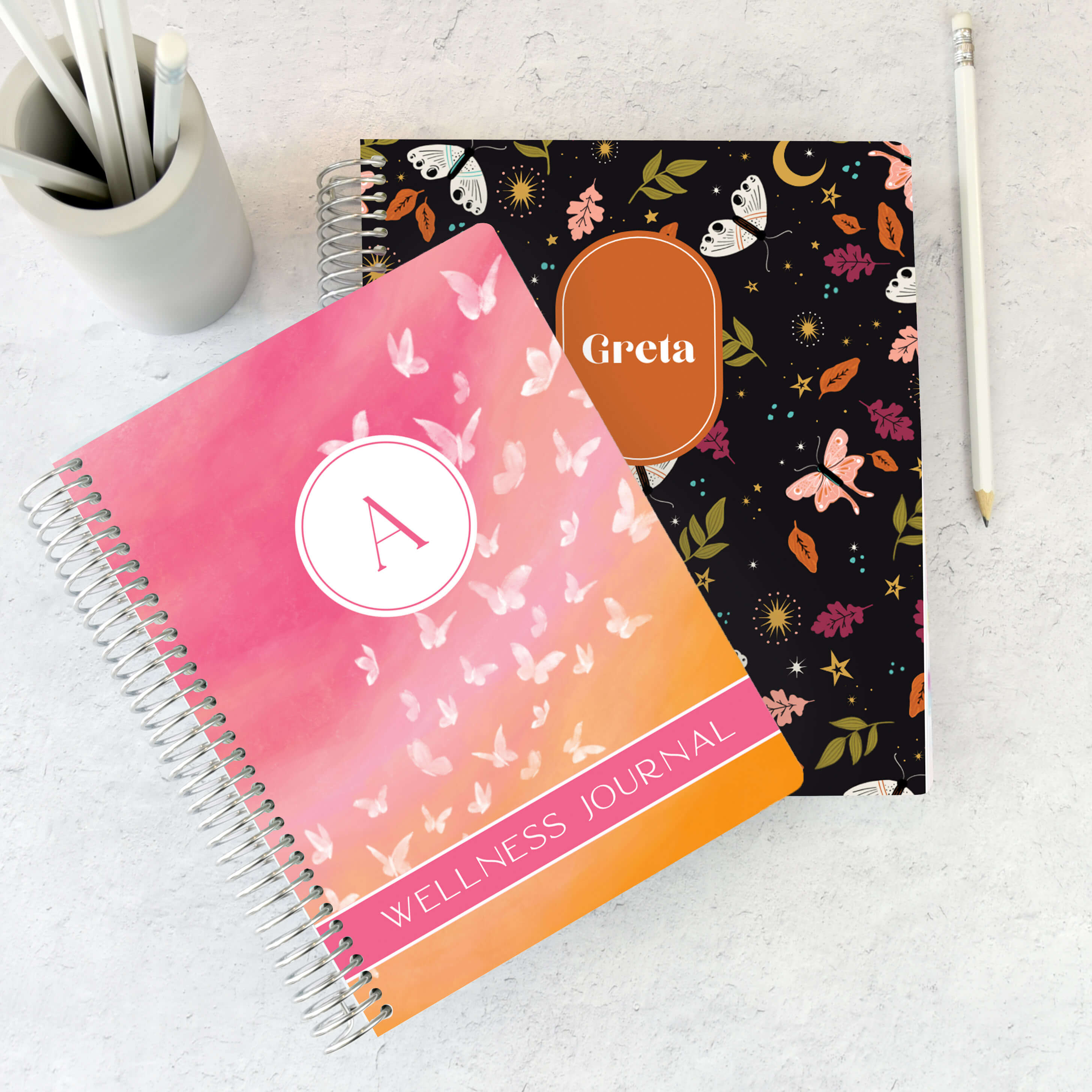 Two notebooks with personalized covers