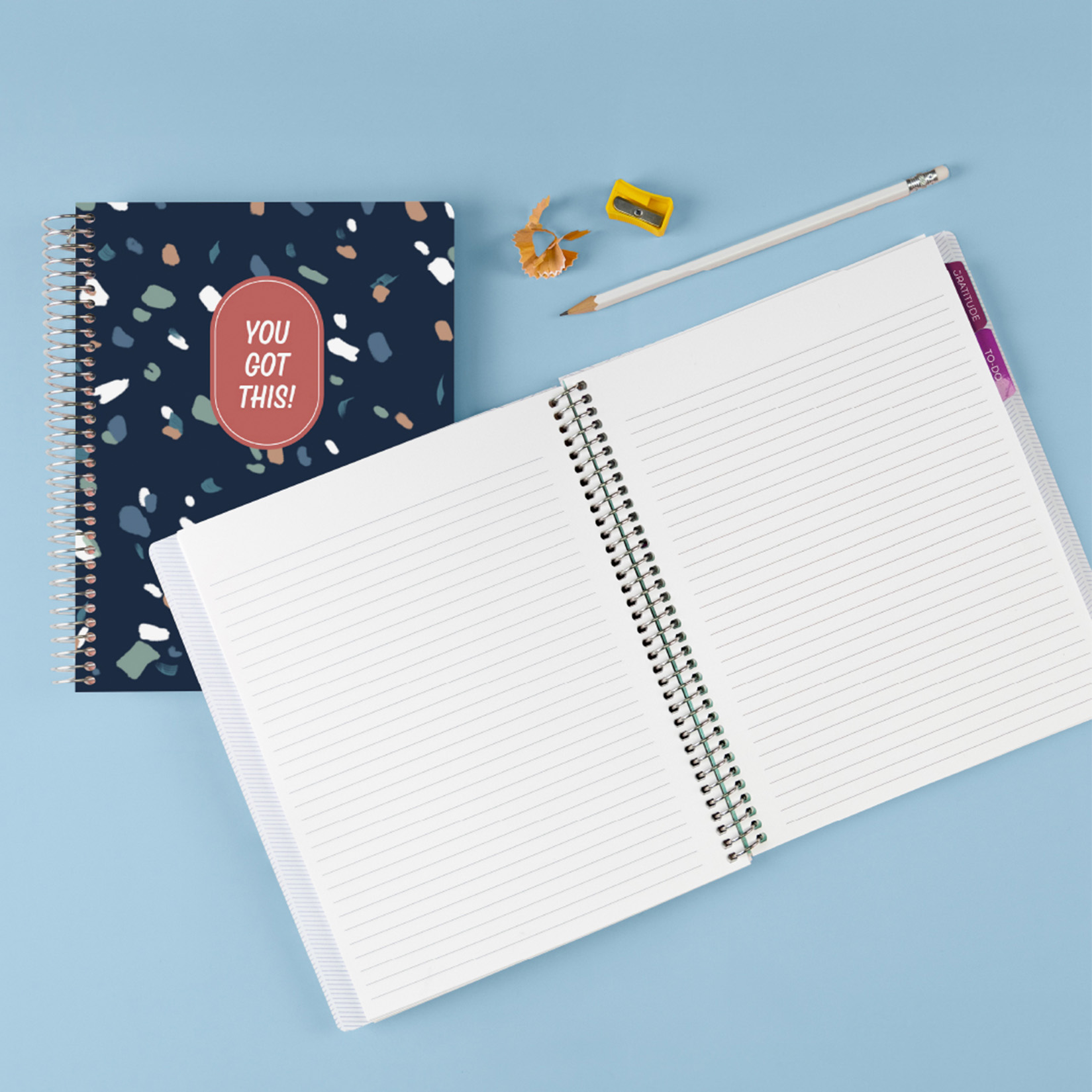 College Ruled Custom Notebook open with a closed notebook behind it College Ruled Custom Notebook open with a closed notebook behind it