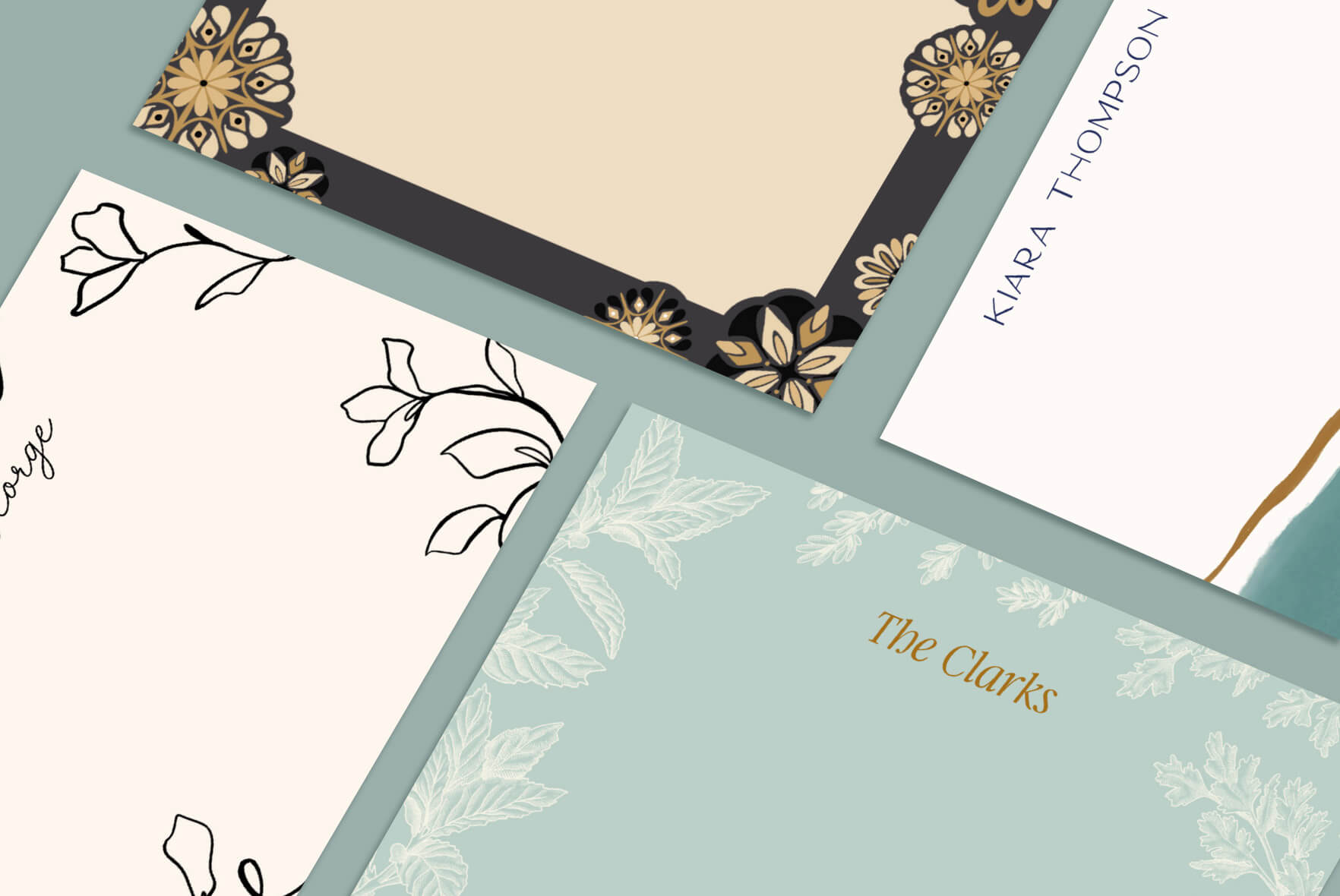 4 Stationery Notecards with different personalized designs 4 Stationery Notecards with different personalized designs