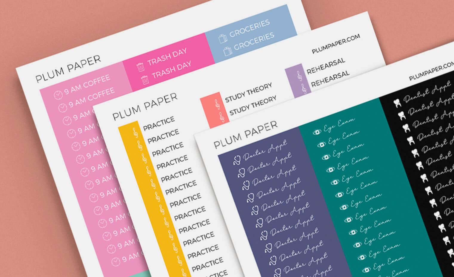 Woman holding 5 sheets of stickers Woman holding 5 sheets of stickers