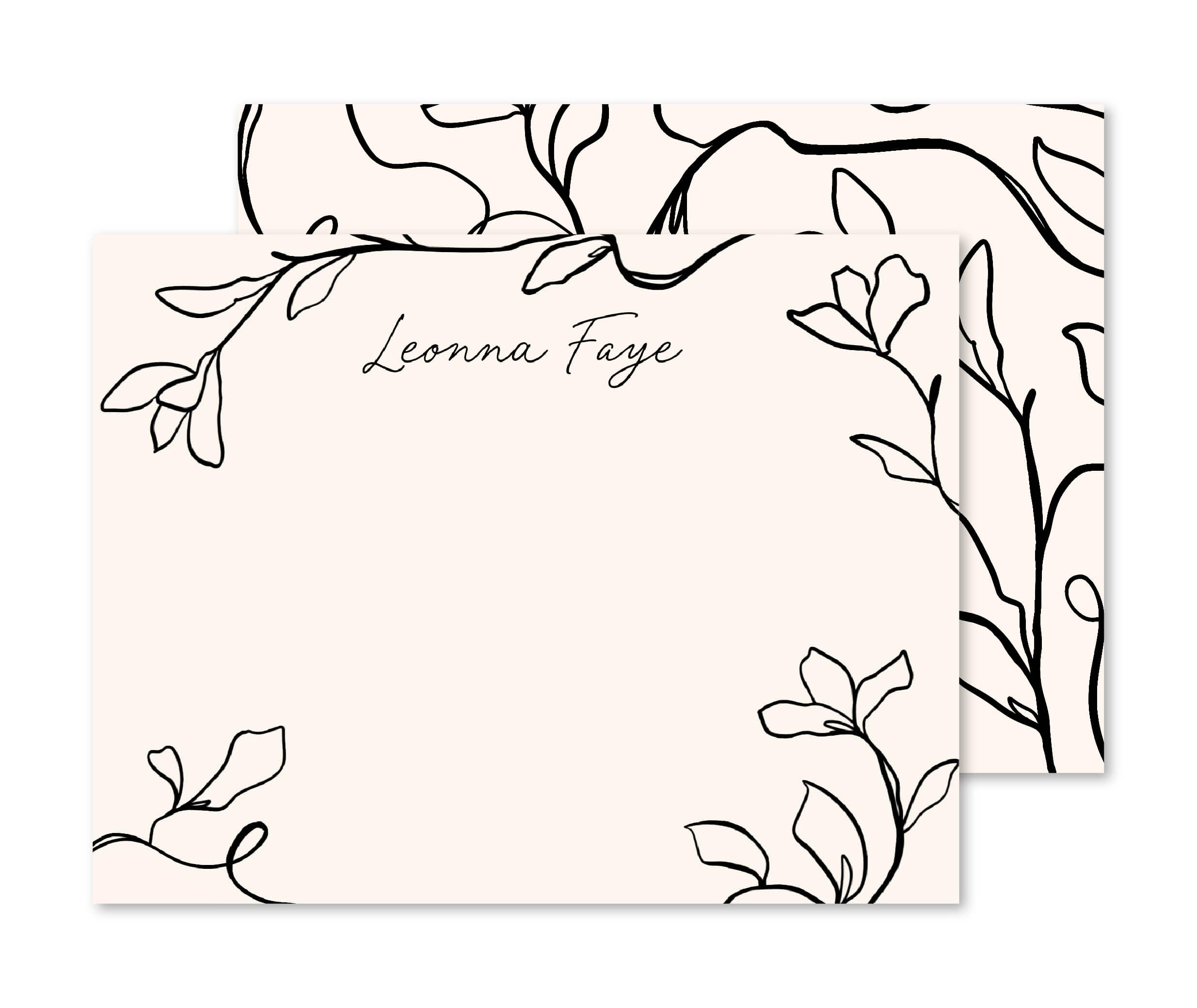 Blooming Contour Personalized Stationery
