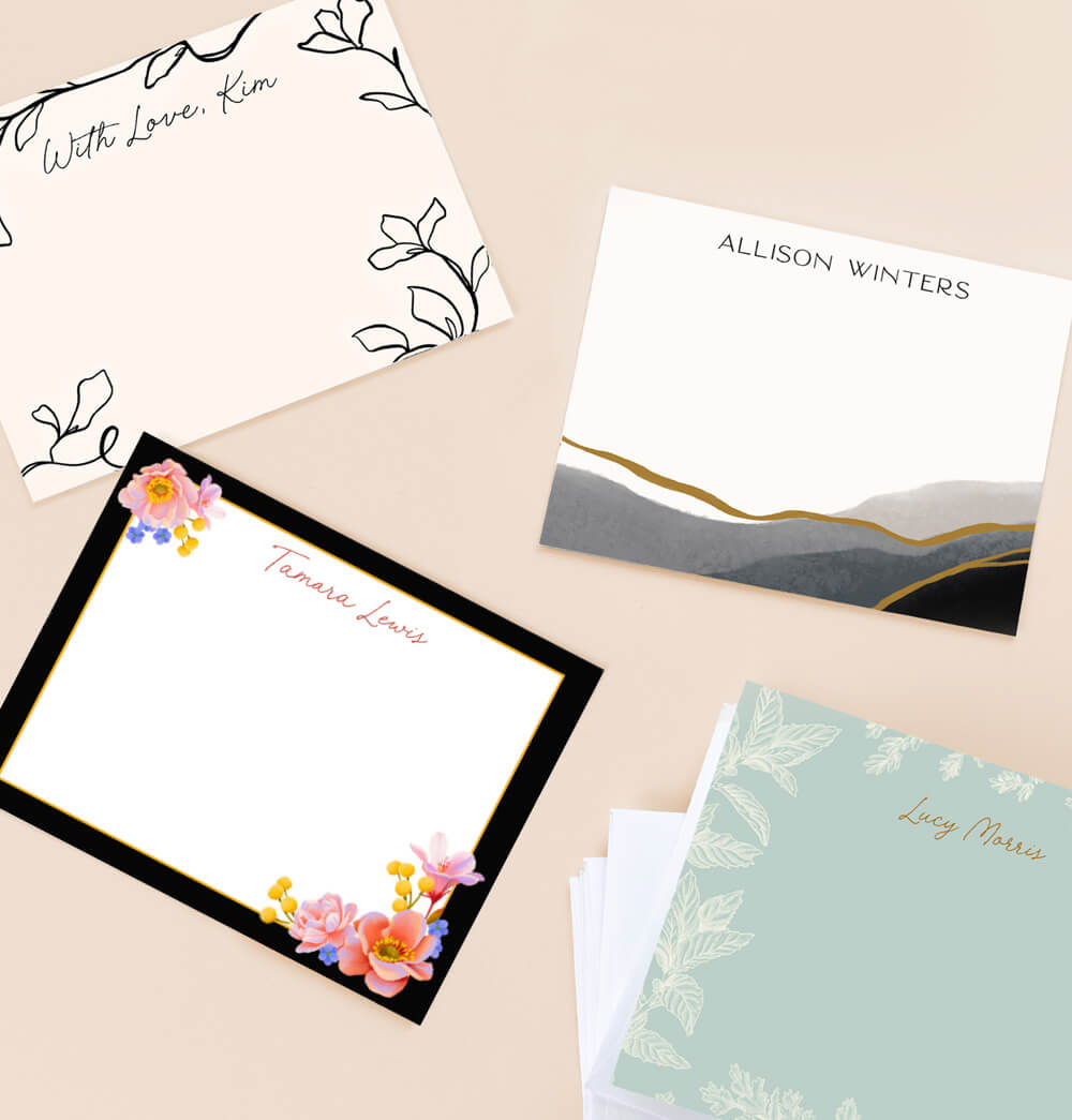 3 stationery notecards and envelopes with different personalized designs 3 stationery notecards and envelopes with different personalized designs