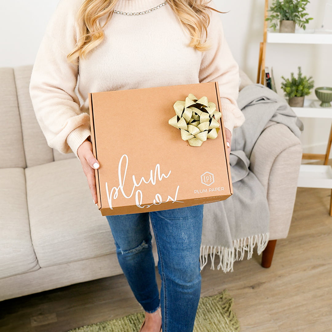 Plum Paper packaging decorated as a gift