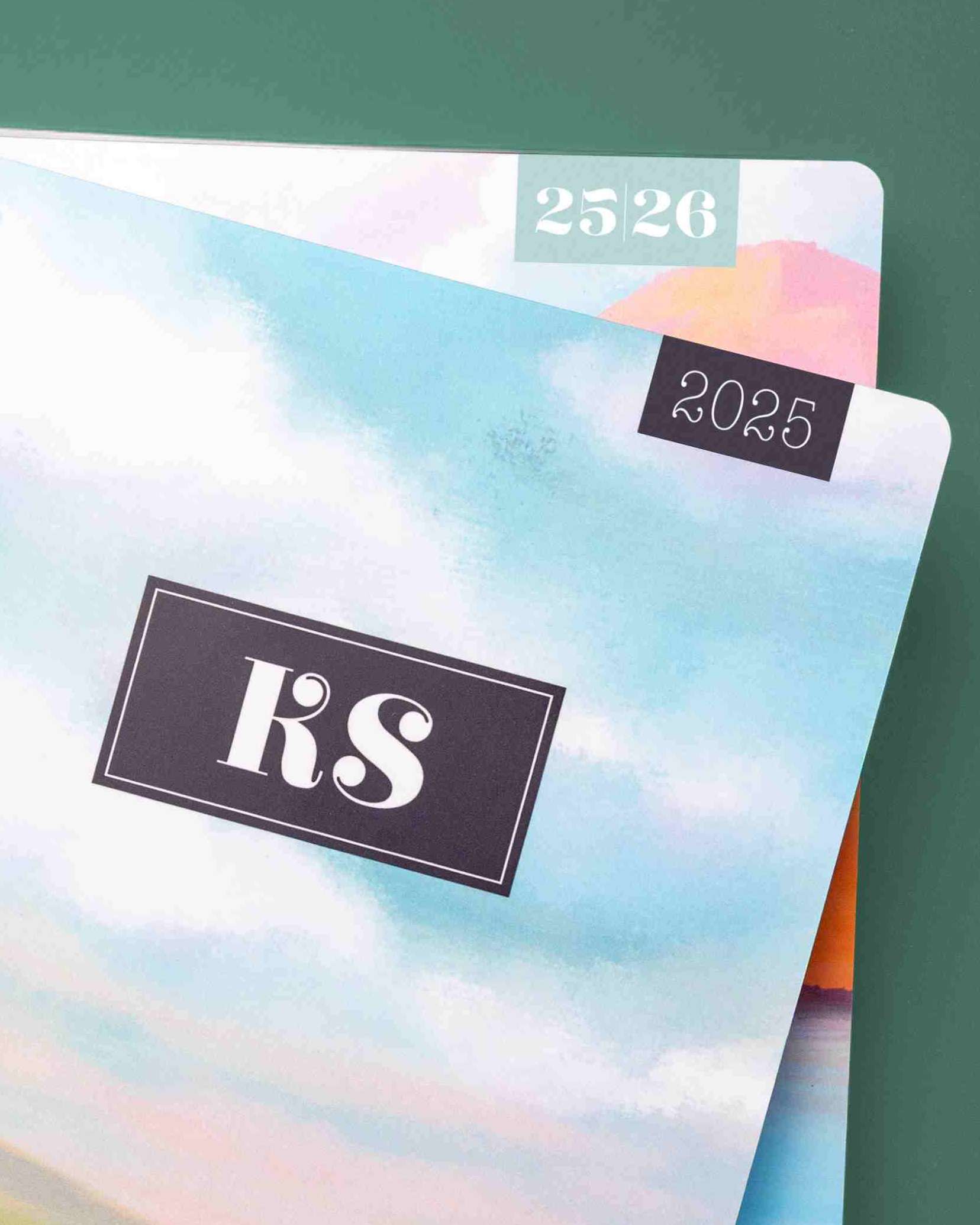 Custom year tags on cover of planners Custom year tags on cover of planners