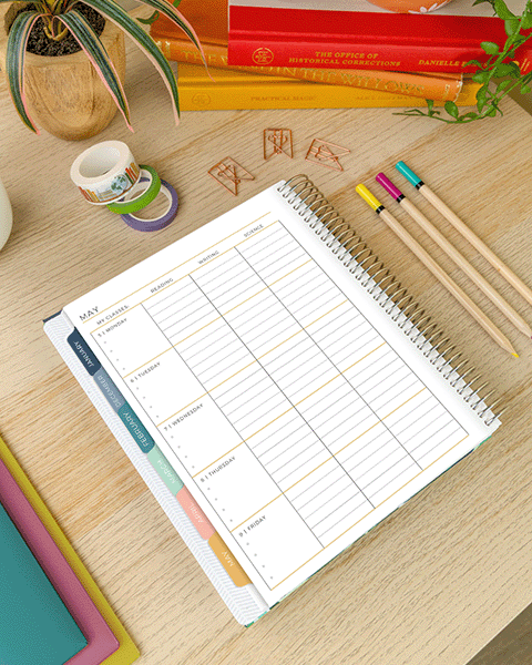 Elementary School Planner on table with accessories Elementary School Planner on table with accessories