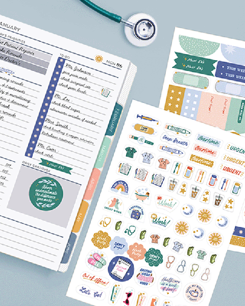 Colorful stickers showing healthcare themes and art. Colorful stickers showing healthcare themes and art.