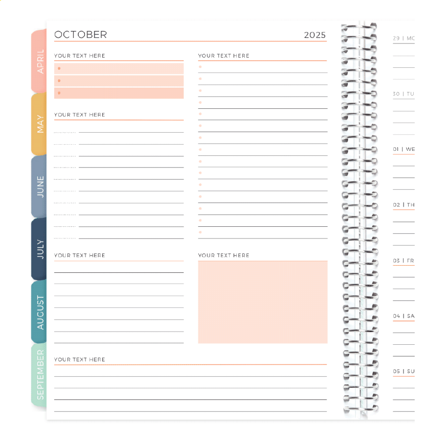 Each weekly spread includes this page