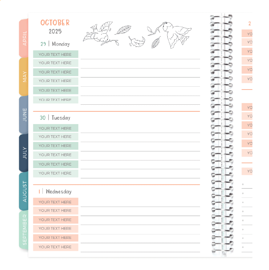 Monday - Friday Layout