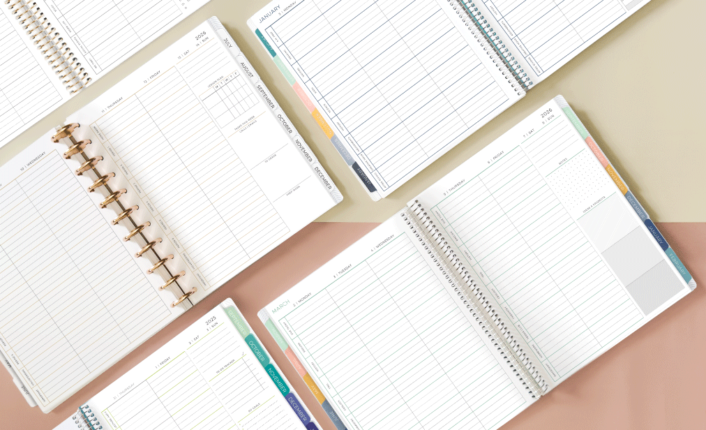 Image of multiple Plum Paper school planners Image of multiple Plum Paper school planners