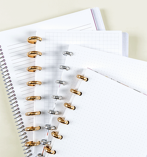 Four planners with different note pages