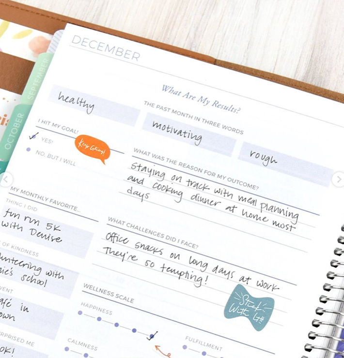 Filled out monthly goal reflection page Filled out monthly goal reflection page