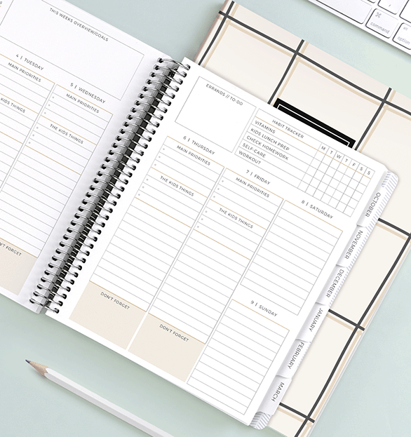 Open Vertical Priorities planner with neutral color scheme Open Vertical Priorities planner with neutral color scheme