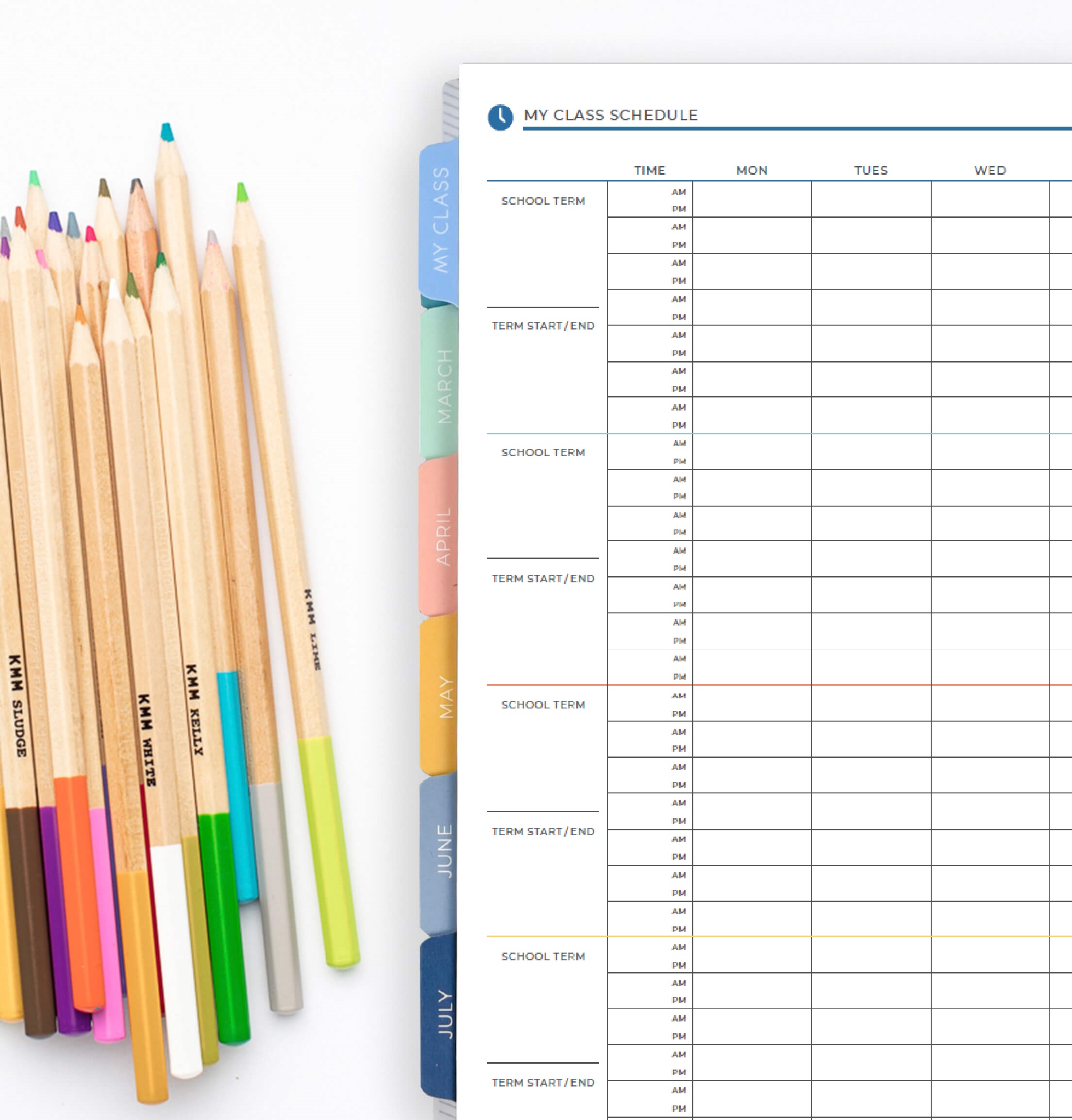 My class schedule customizable options and resource pages specific to middle school and high school