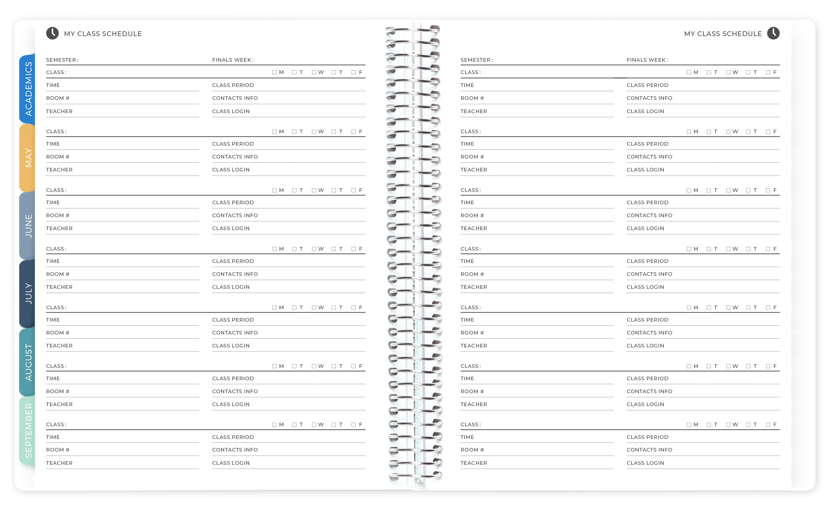 Class Schedule Academics Section Page