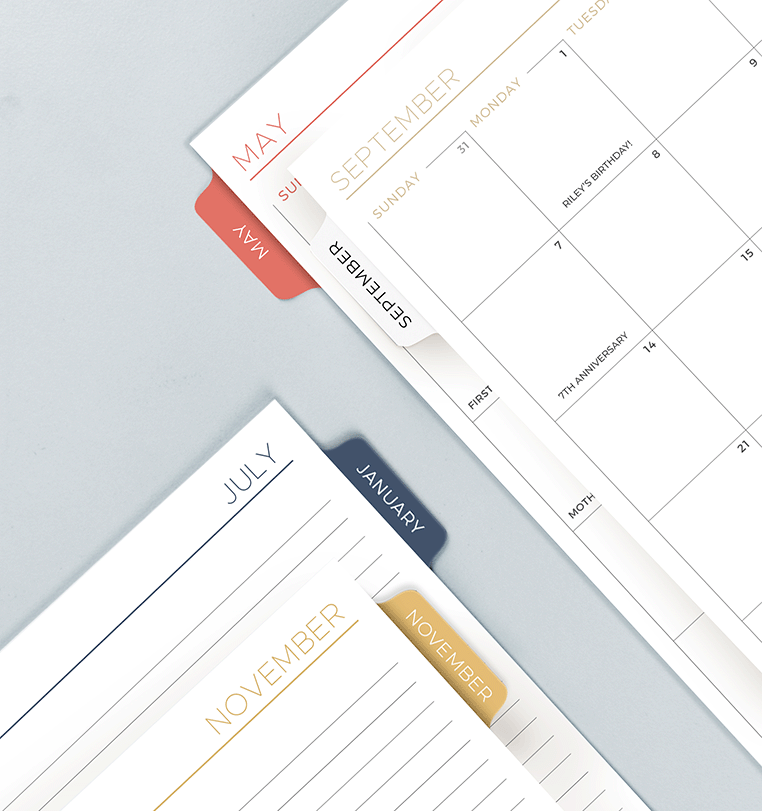 Four planners with different start months