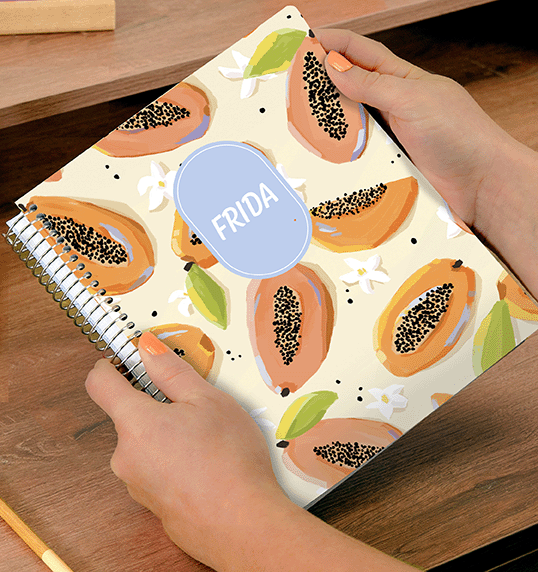 Coiled Planner with Papayas Pattern and Name