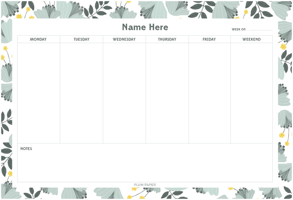 Large Custom Notepad - Floral Blue