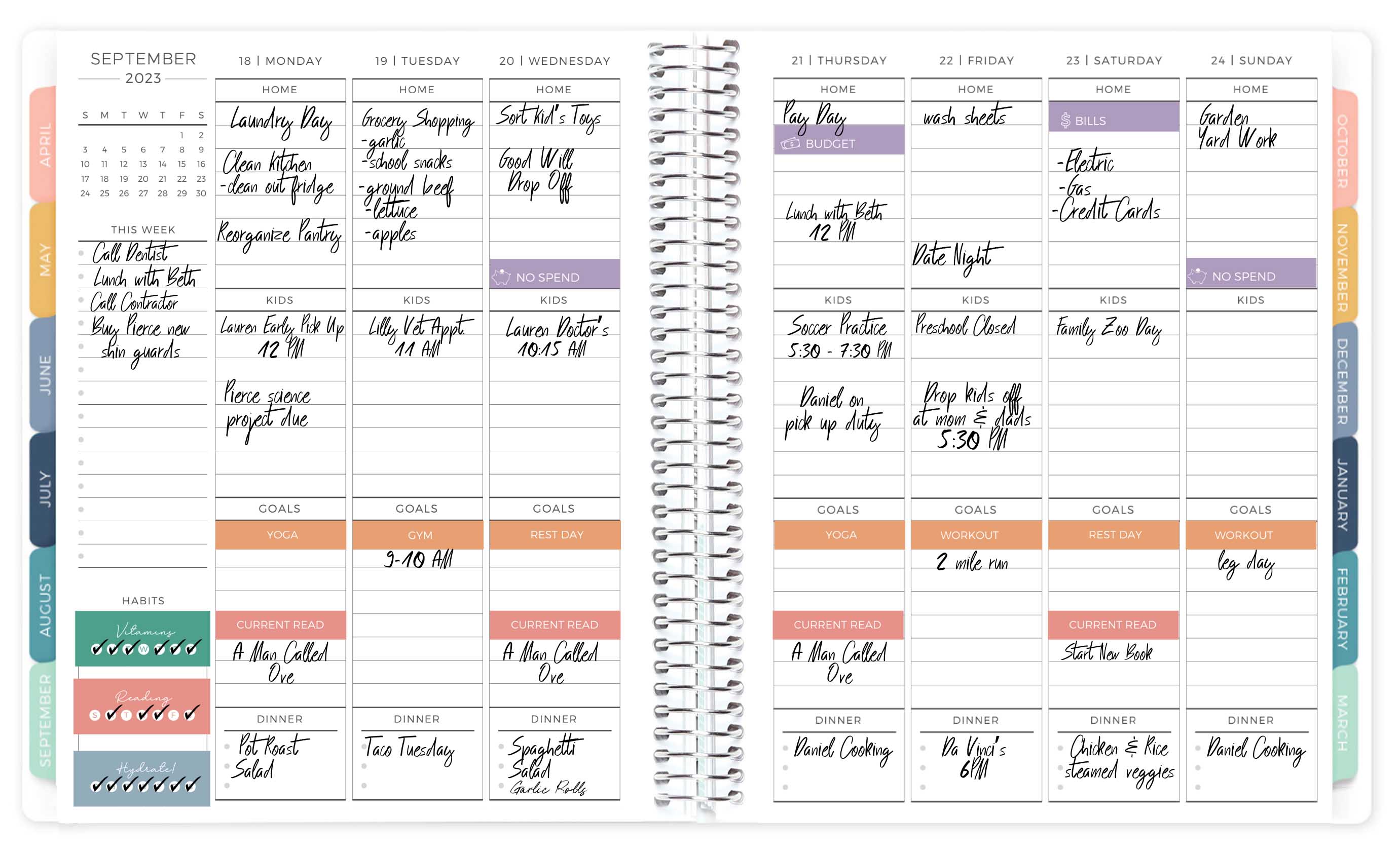 M-A-E Planner Layout with Custom Stickers for Habit Tracking