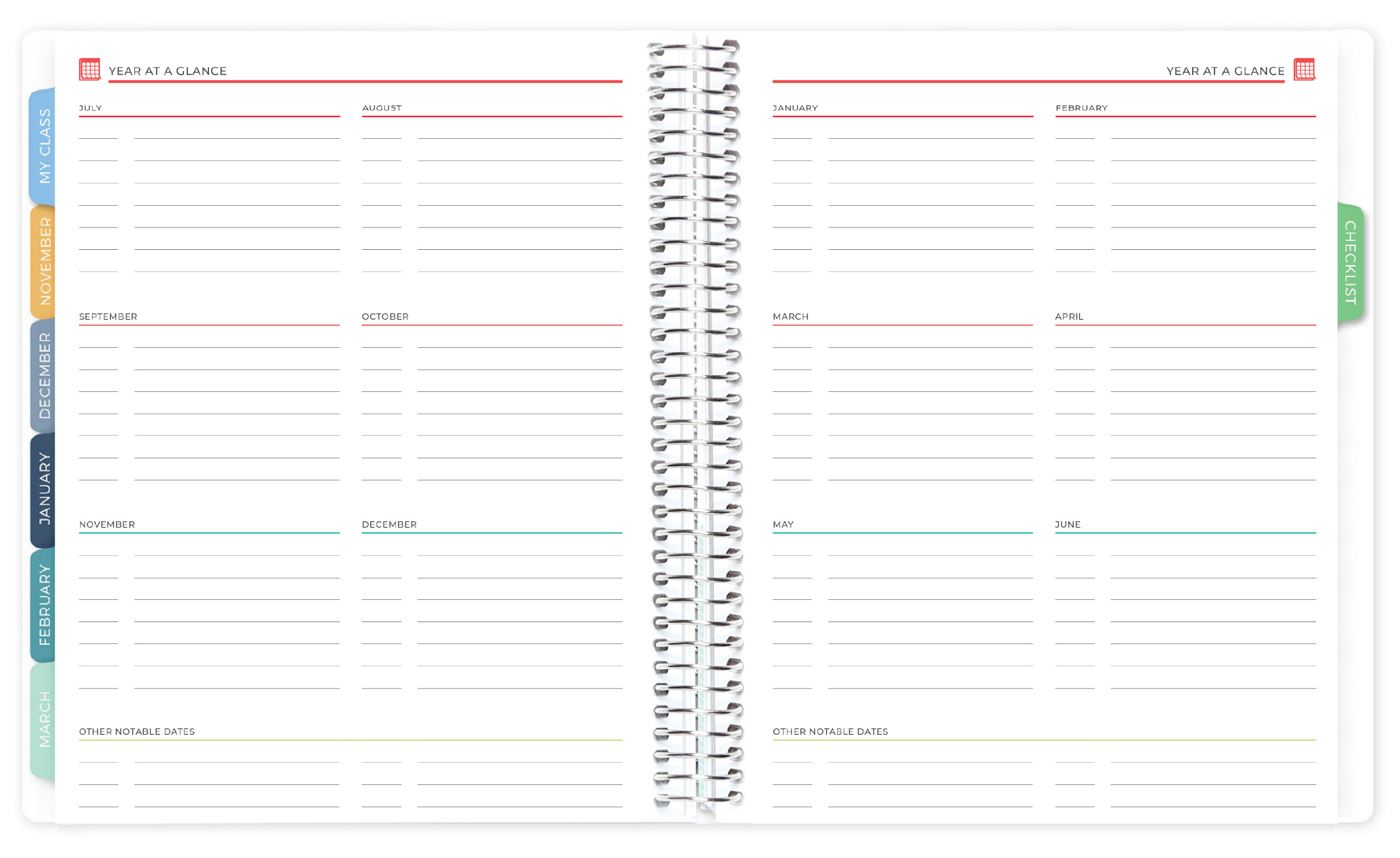 Year At A Glance My Class Section Page