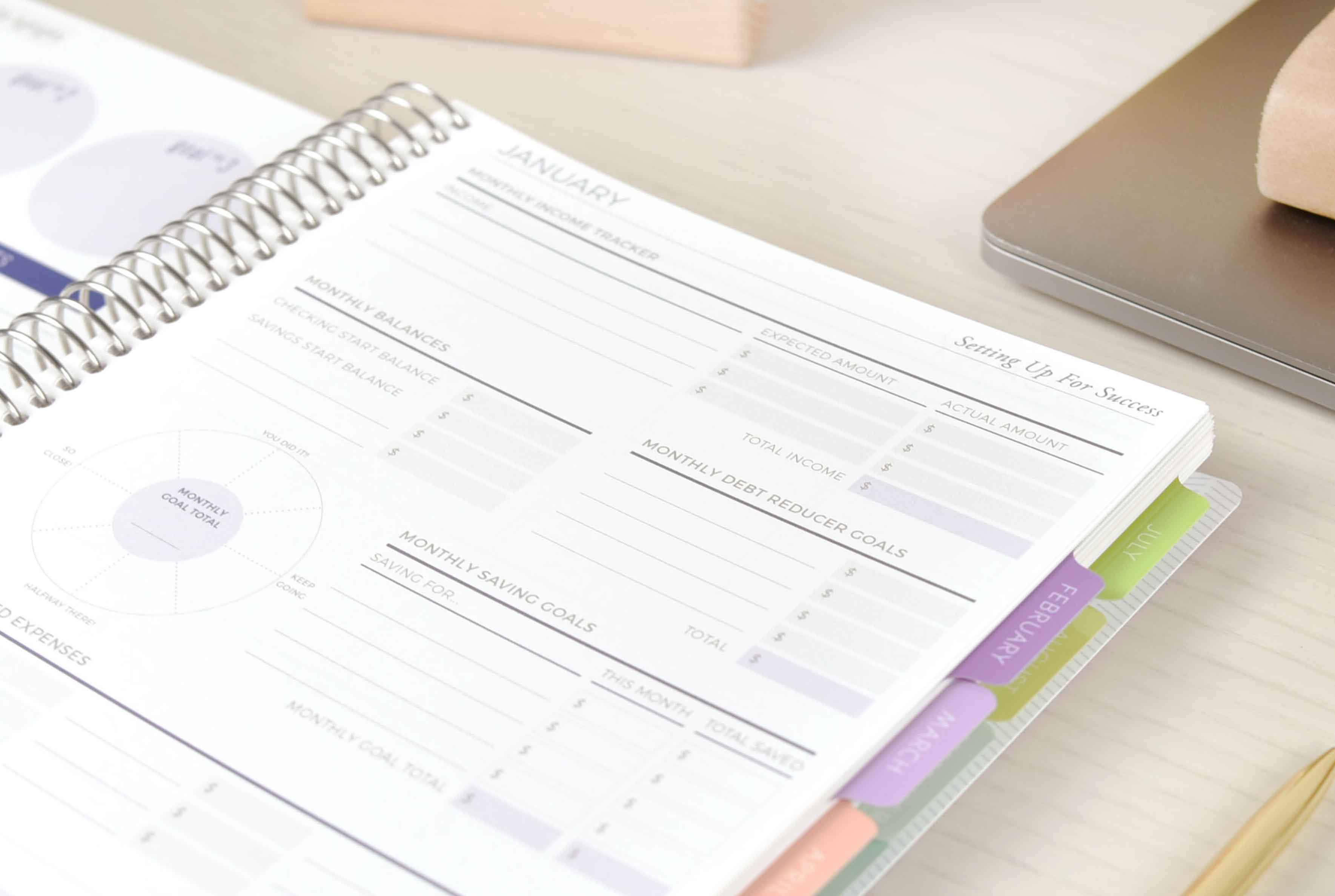 Financial Planner open to the Financial Goals page