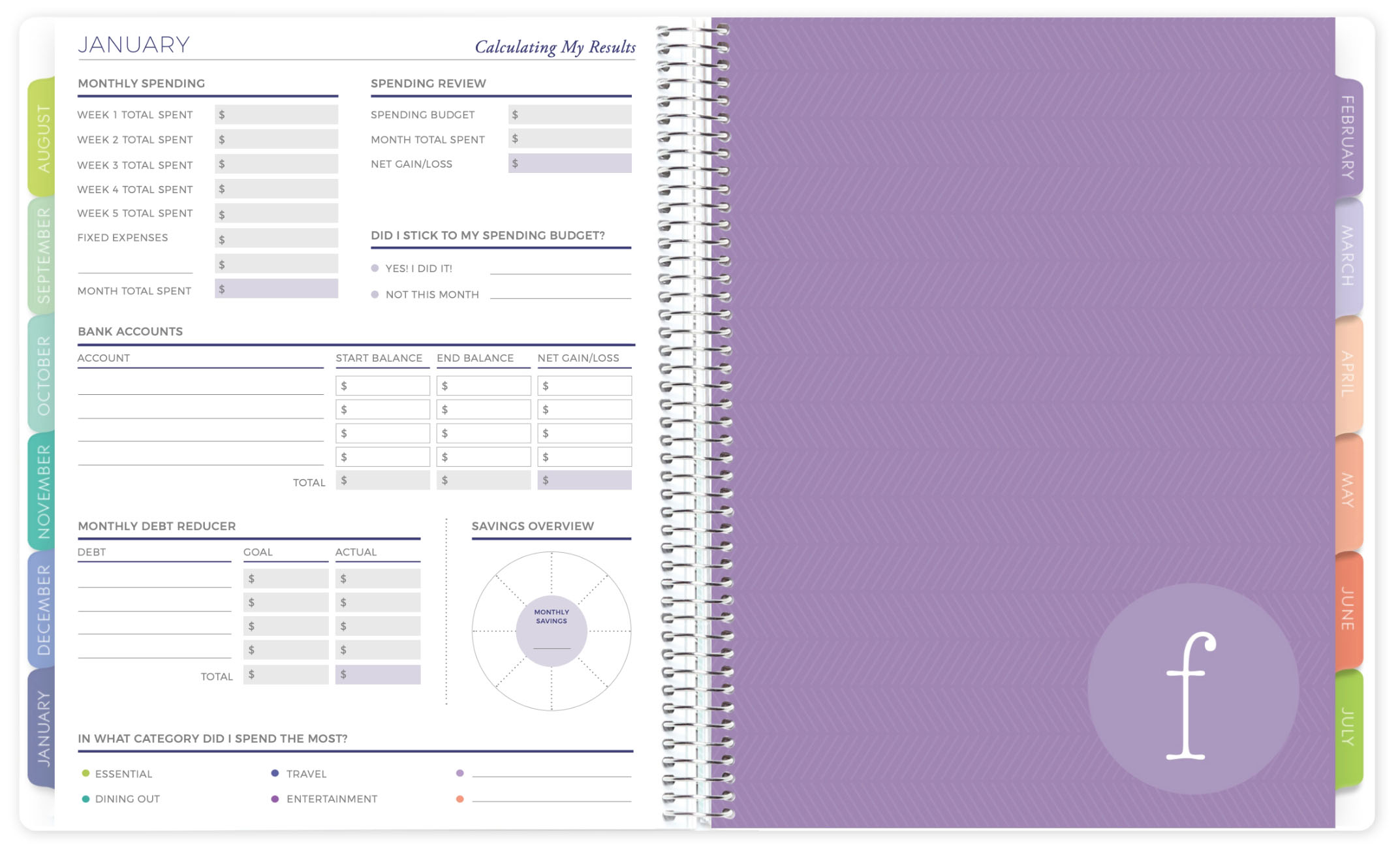Monthly Financial Reflection Page