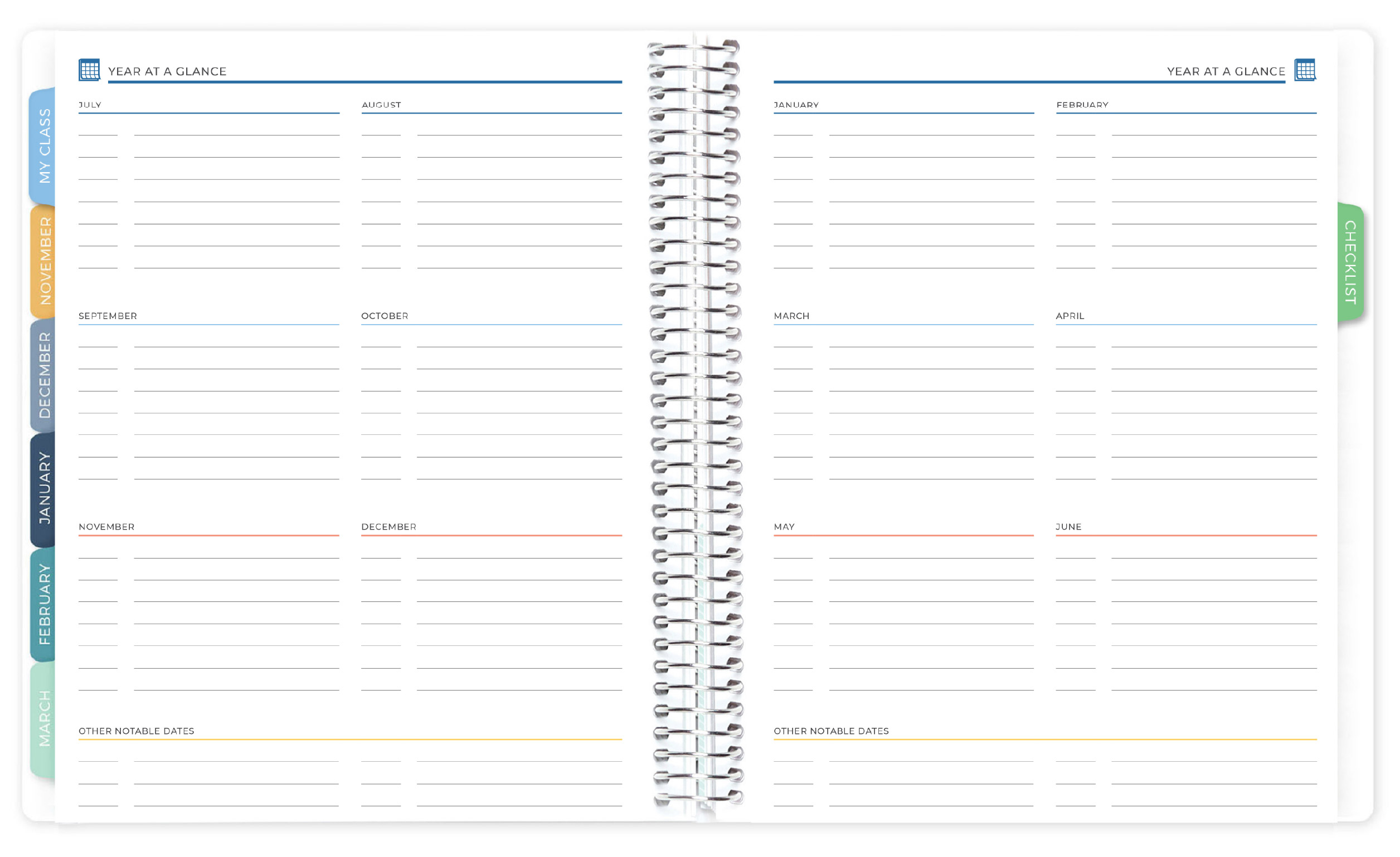 Year At A Glance My Class Section Page