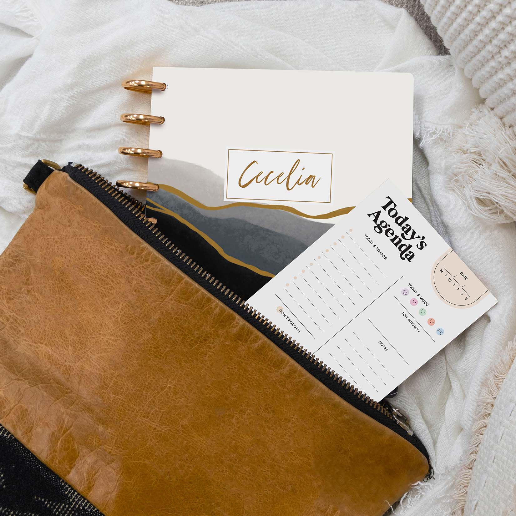 Disc Punch Student Planner and notepad in bag