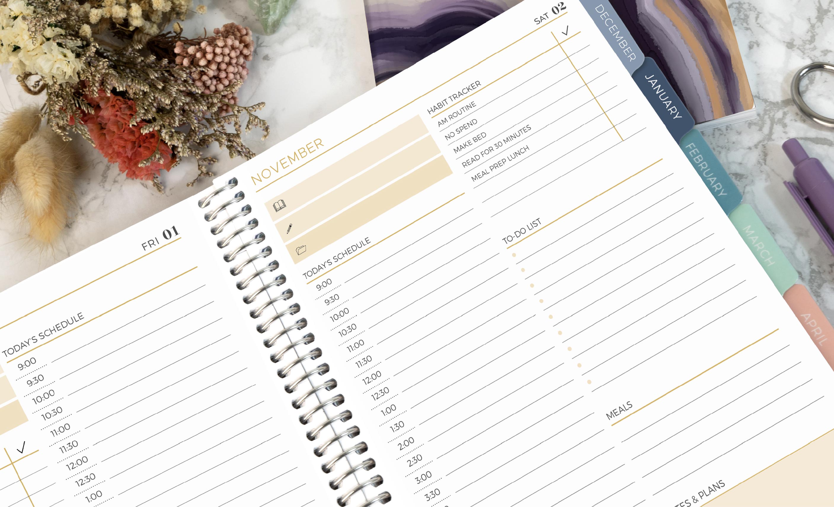 Daily Priorities page with customized headers