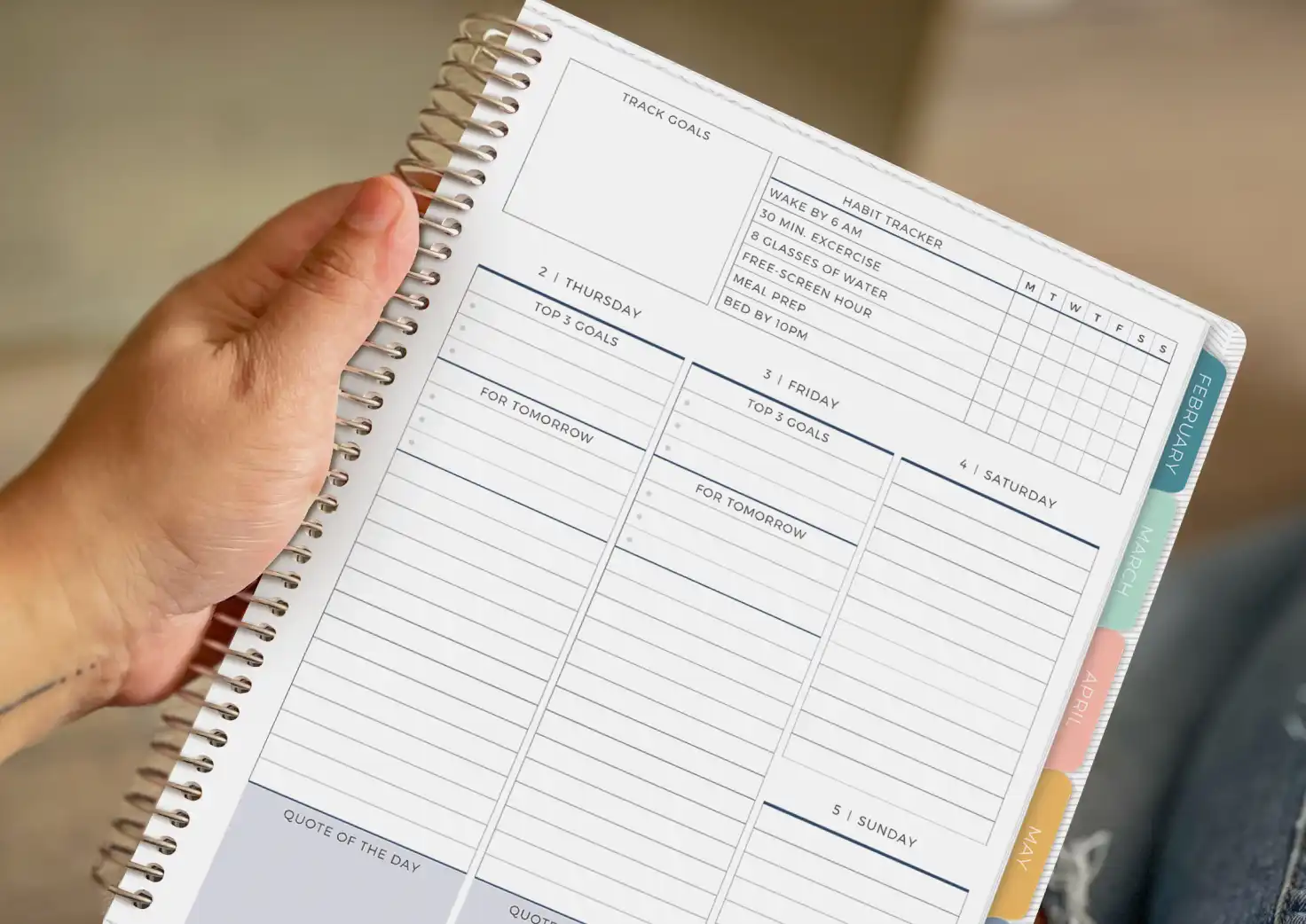 Planner opened to a layout page Planner opened to a layout page