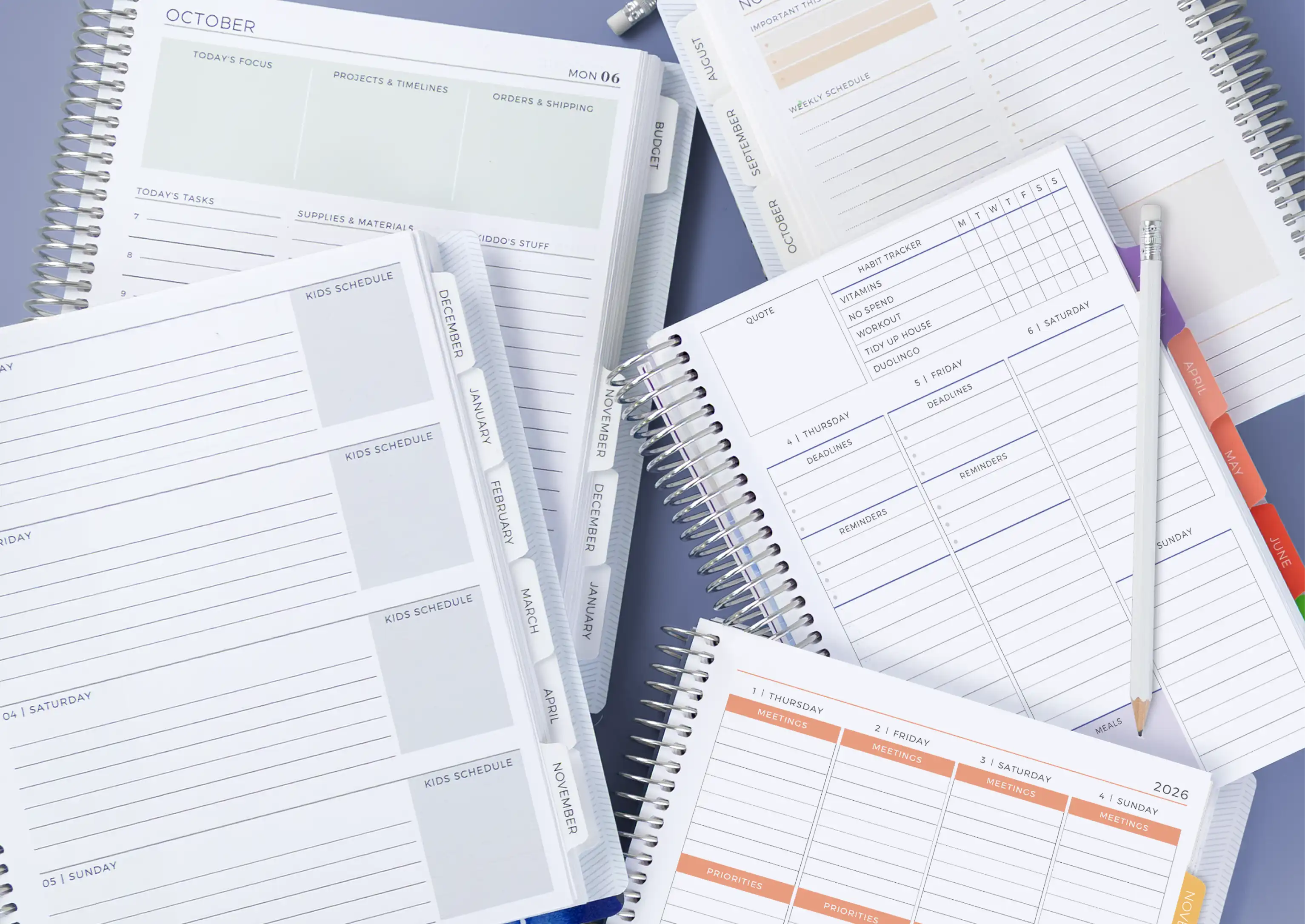 Planner opened to a layout page