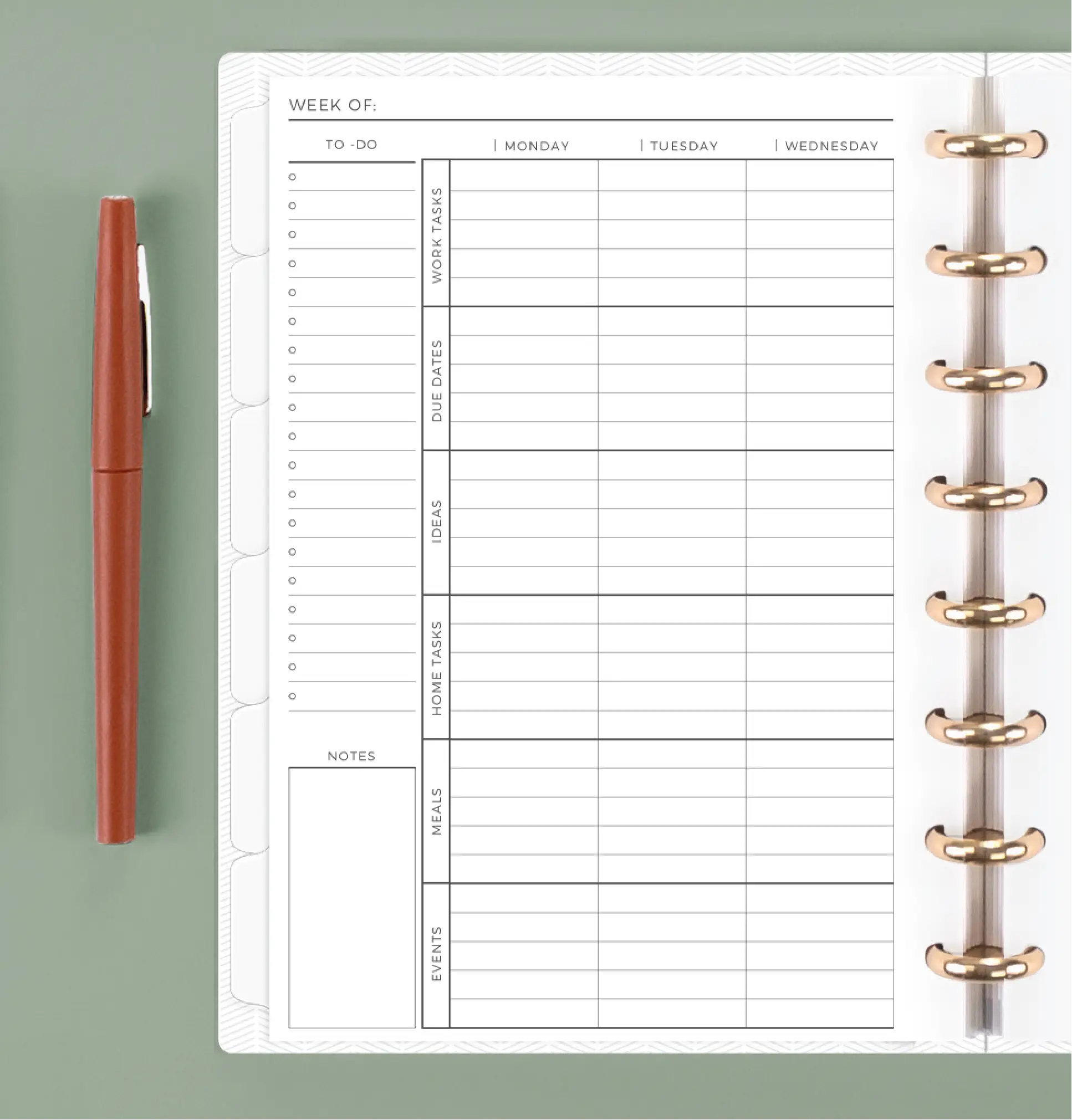 discbound planner with customized undated layout