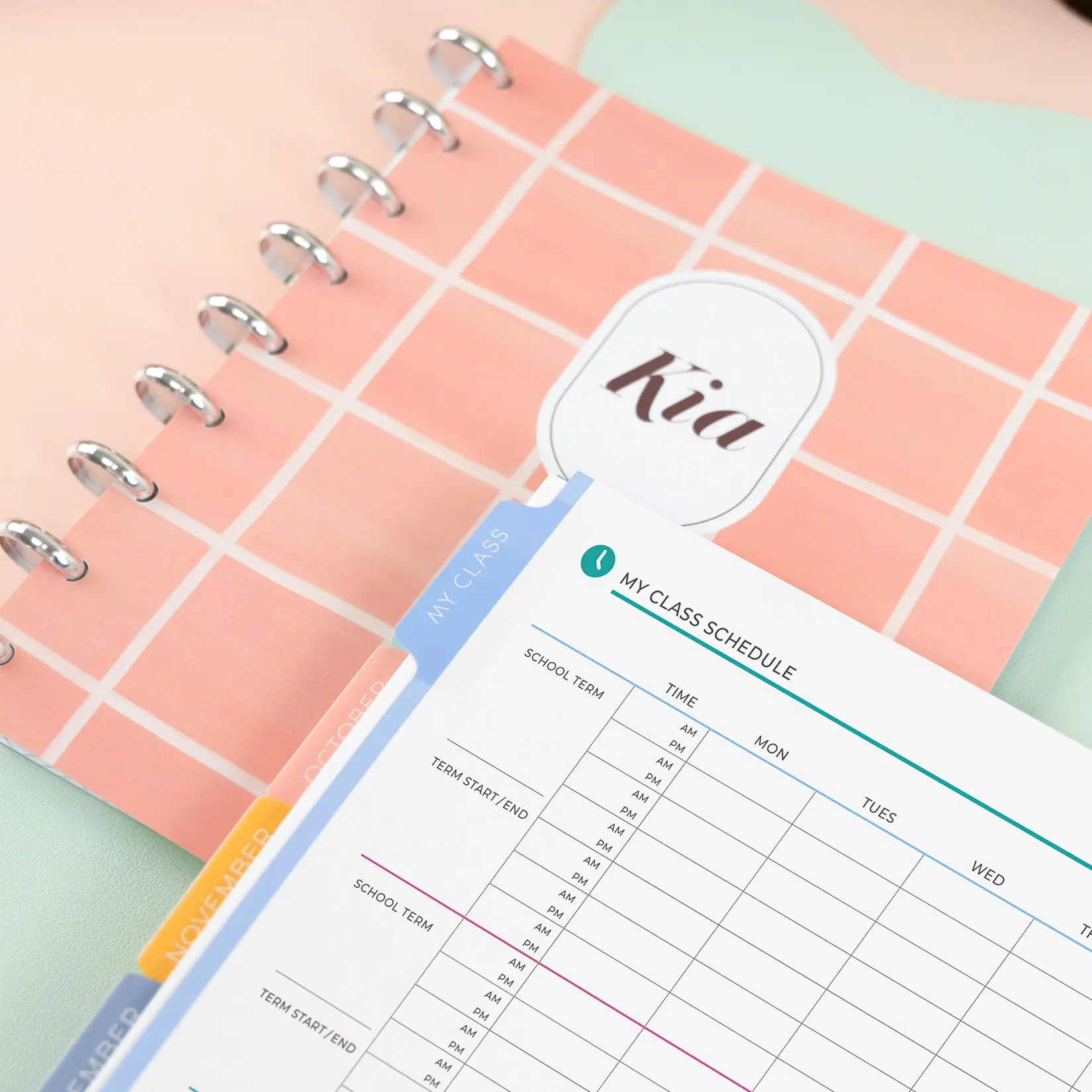 Woman holding planner with pink hardcover Woman holding planner with pink hardcover