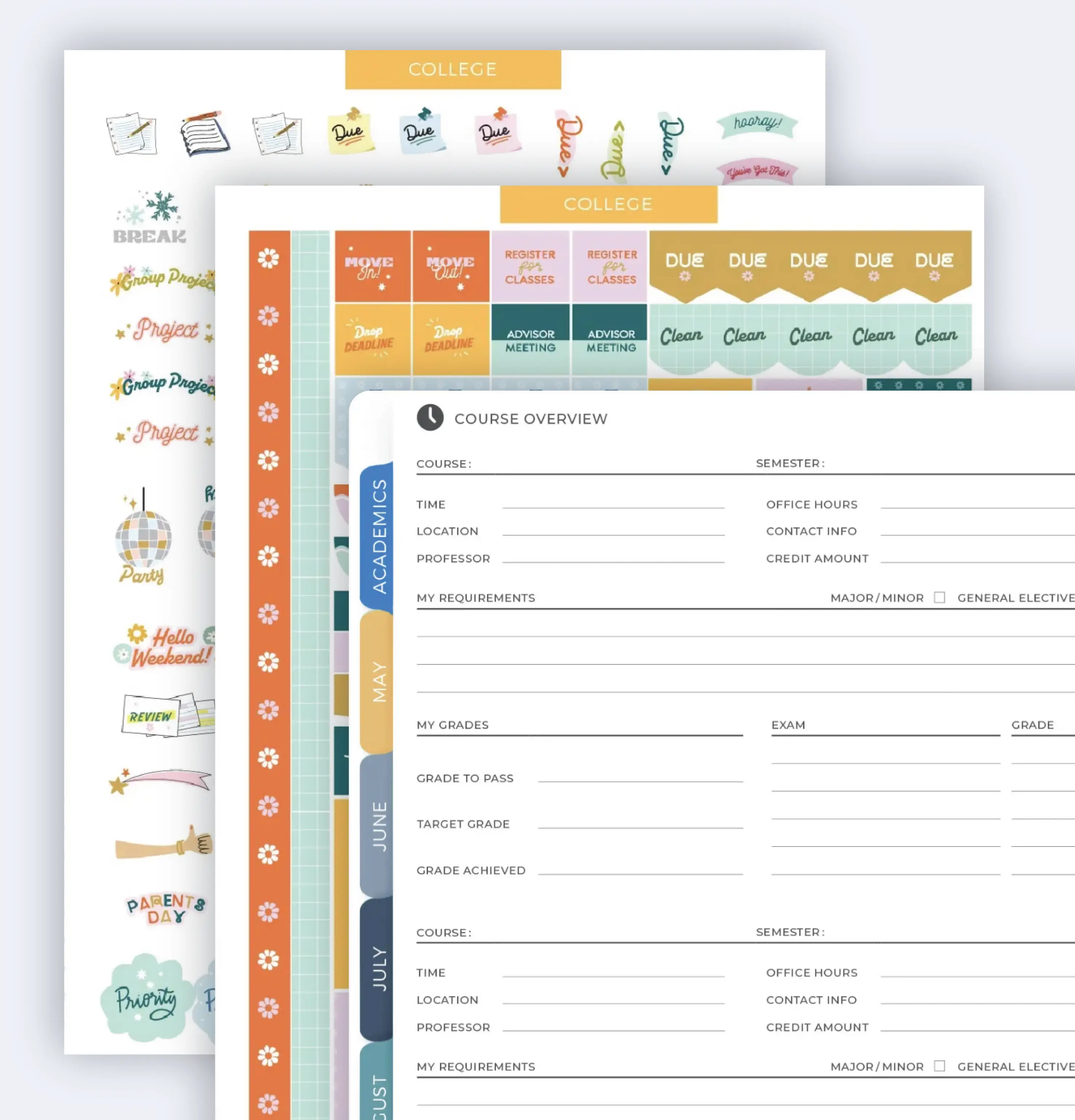 College Student Planner with 2 sheets of student stickers included. College Student Planner with 2 sheets of student stickers included.