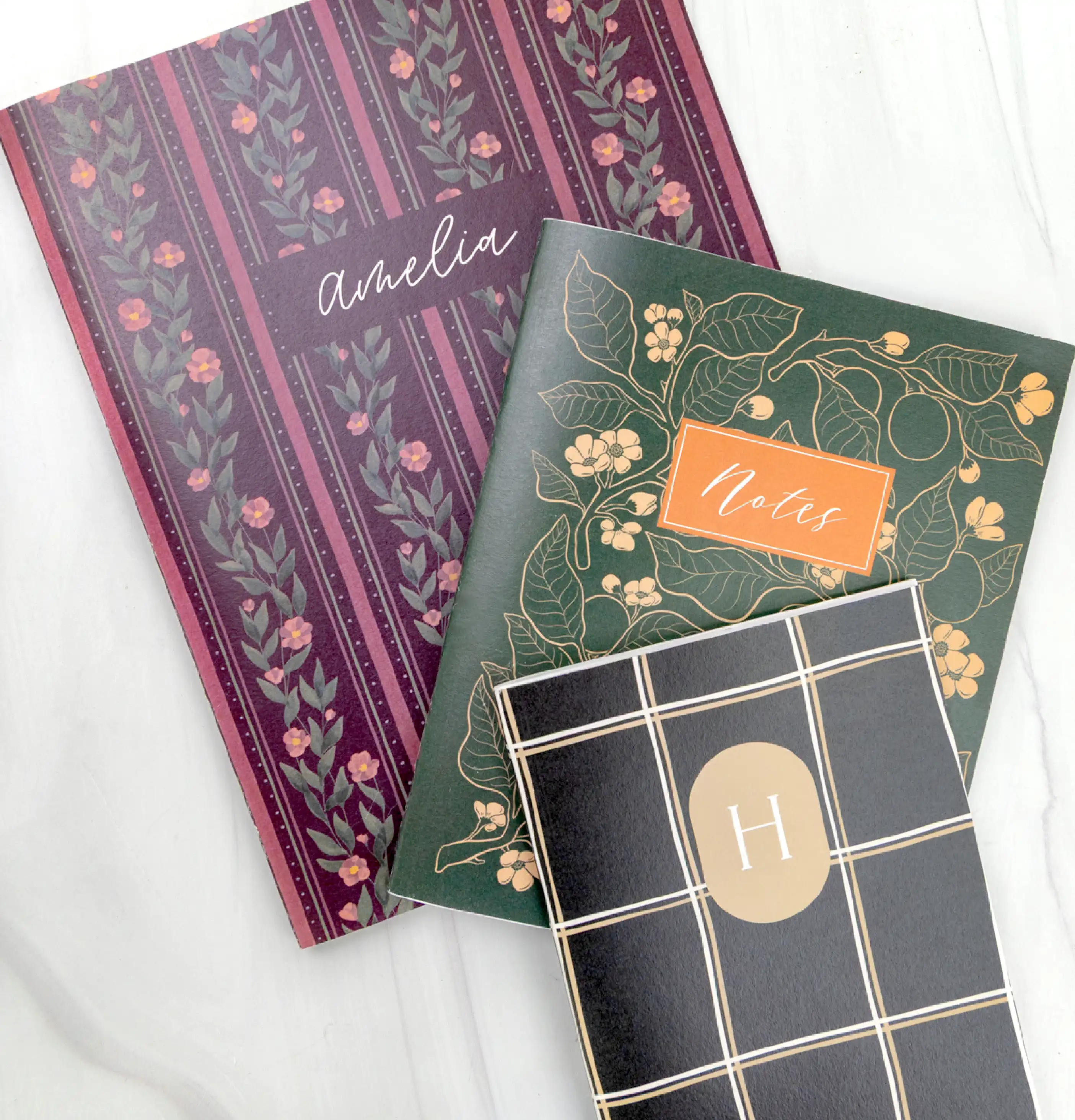 small medium and large personalized journals